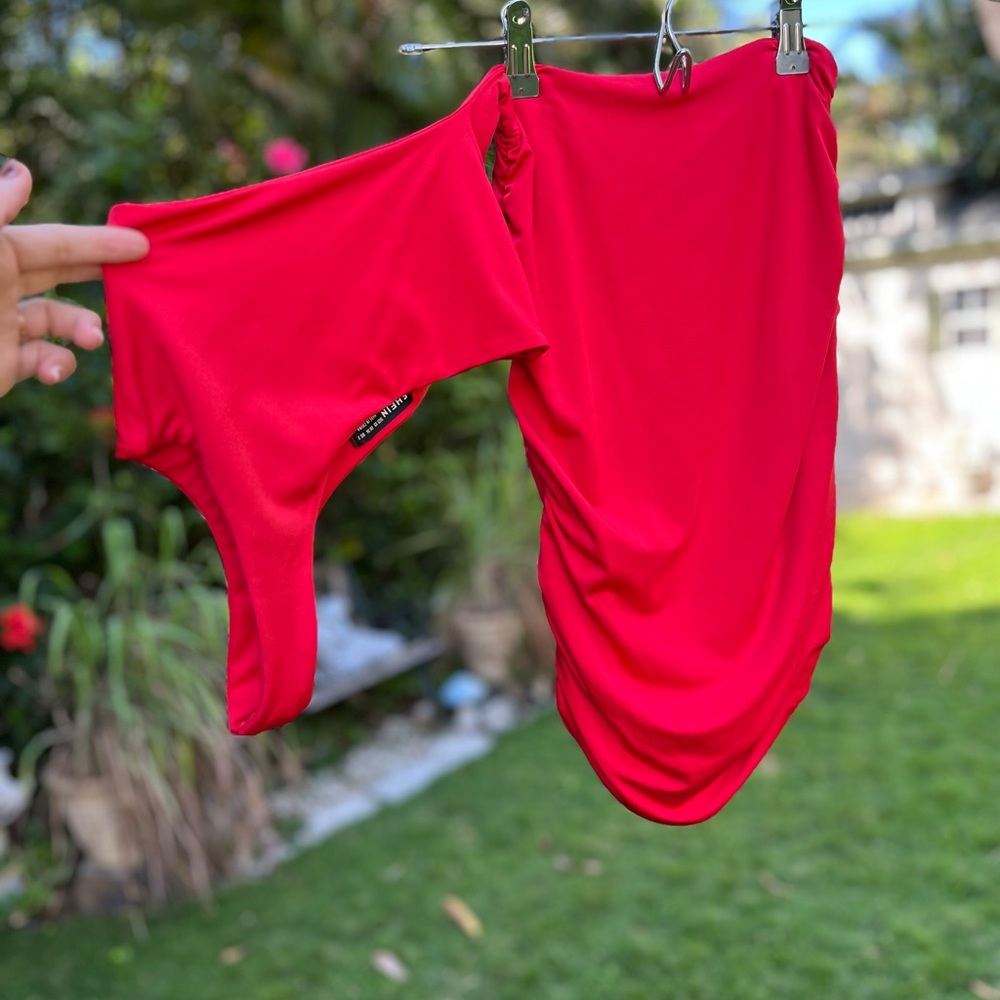 Red dress - one piece - cut out - small